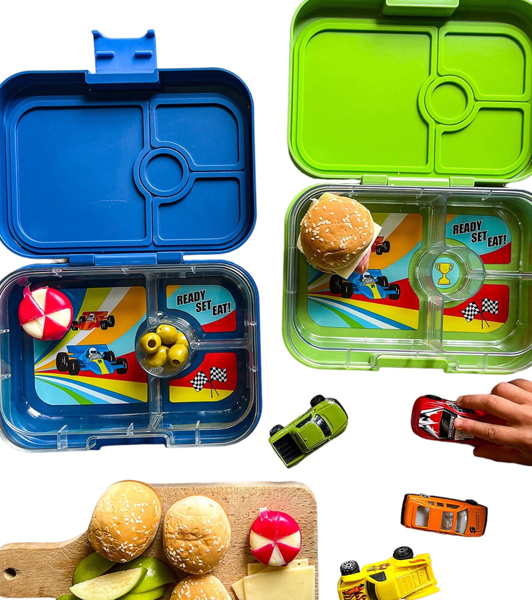 Yumbox Leakproof Bento Lunchbox, Panino - Monte Carlo Blue / Race Cars - MBII202303C