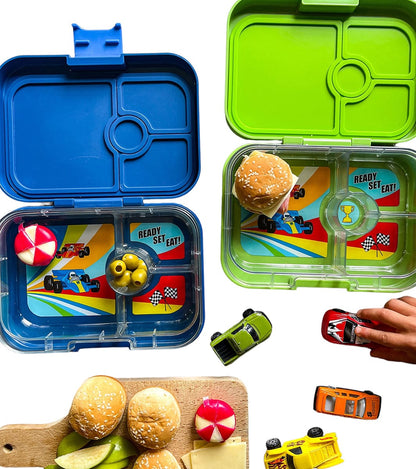 Yumbox Leakproof Bento Lunchbox, Panino - Monte Carlo Blue / Race Cars - MBII202303C