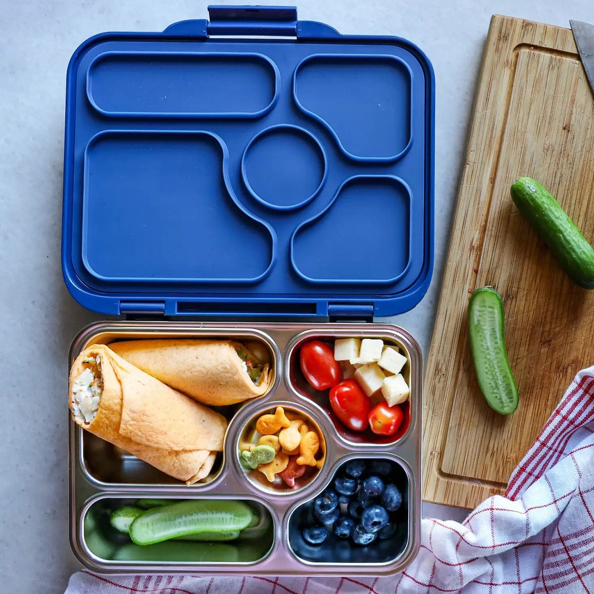 Yumbox Leakproof Bento Lunchbox, Presto Stainless Steel - Santa Fe Blue - SBPS202107
