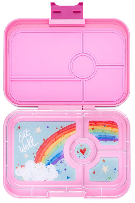 Yumbox Leakproof Bento Lunchbox, Tapas 4 Compartment - Capri Pink / Rainbow - CPIII202210R
