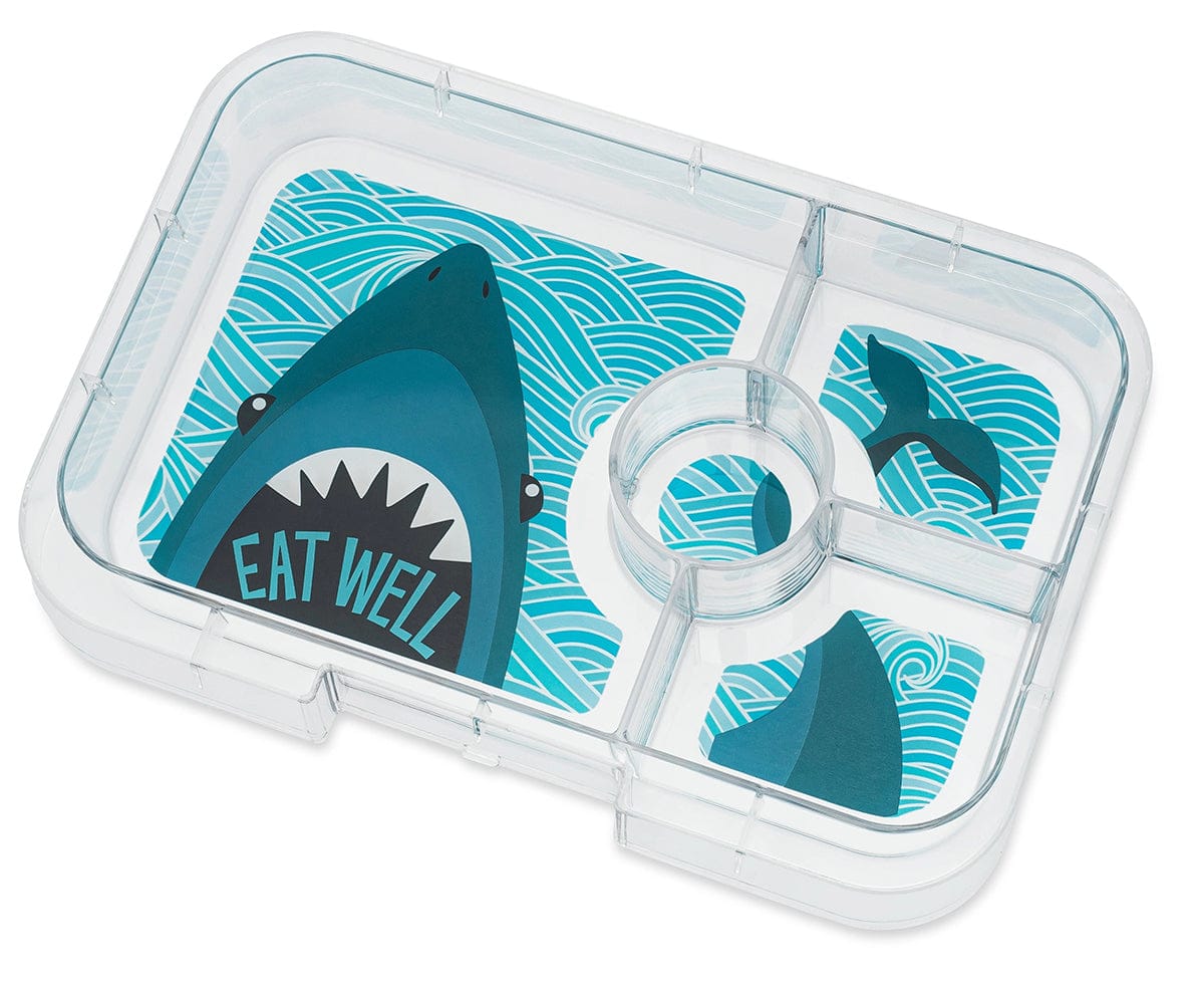 Yumbox Leakproof Bento Lunchbox, Tapas 4 Compartment - True Blue / Shark Tray - TBIII2021104SK