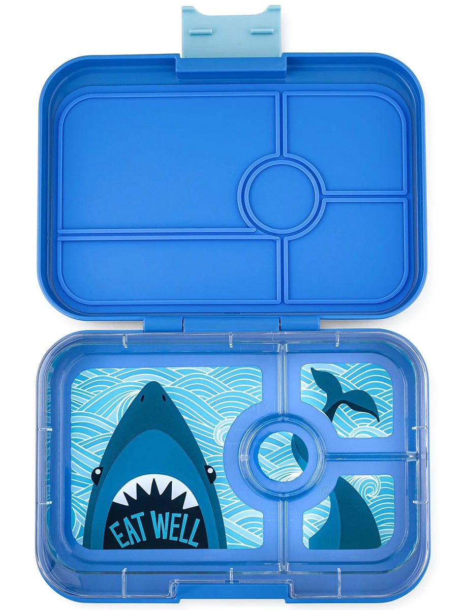 Yumbox Leakproof Bento Lunchbox, Tapas 4 Compartment - True Blue / Shark Tray - TBIII2021104SK