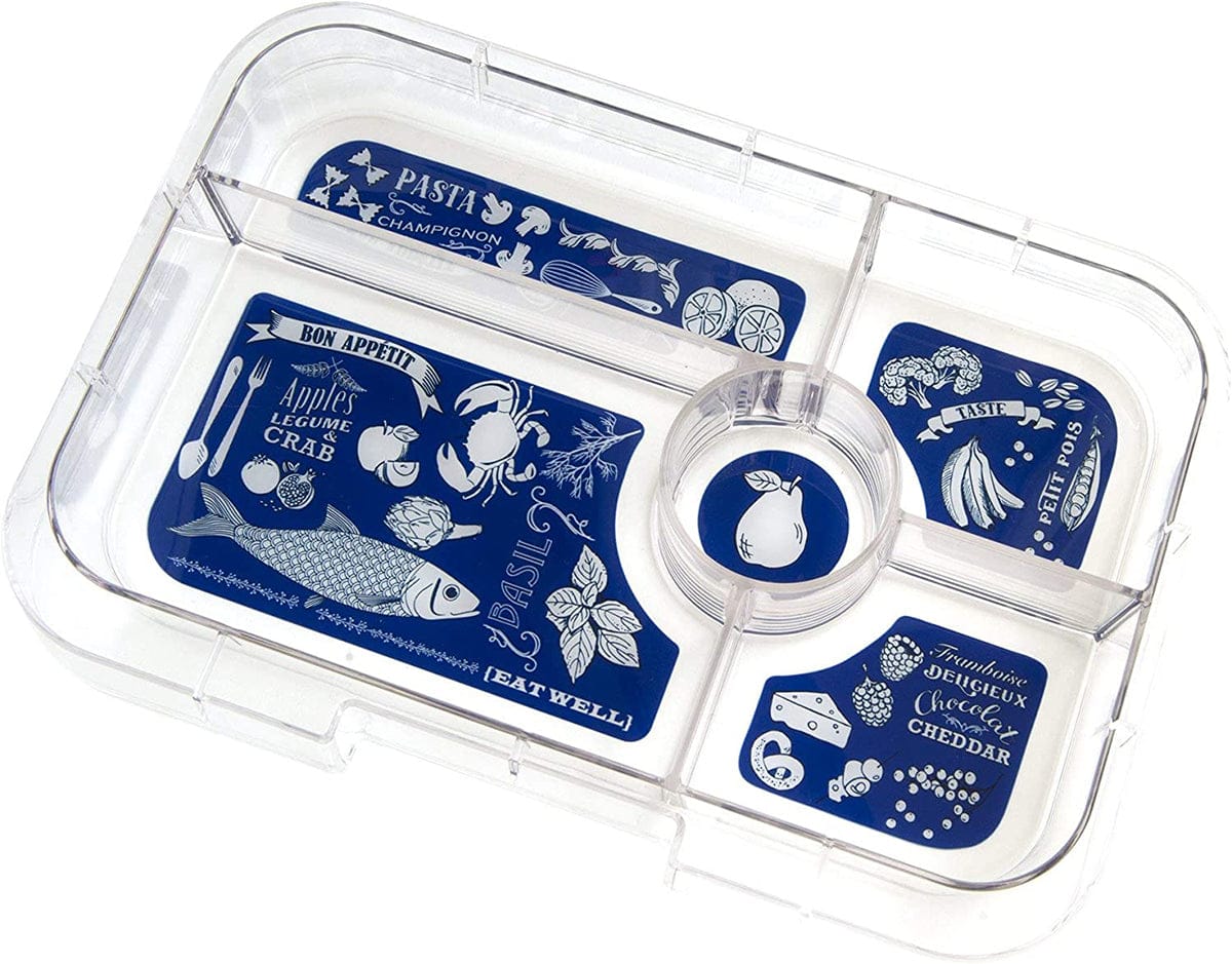 Yumbox Leakproof Bento Lunchbox, Tapas 5 Compartment - Antibes Blue / Bon Appetit Tray - ABIII201611B