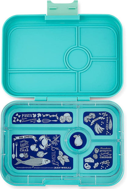 Yumbox Leakproof Bento Lunchbox, Tapas 5 Compartment - Antibes Blue / Bon Appetit Tray - ABIII201611B