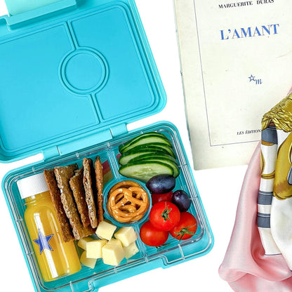 Yumbox Leakproof Bento Snack Box, 3 Compartment - Misty Aqua / Rainbow - MASN202210R