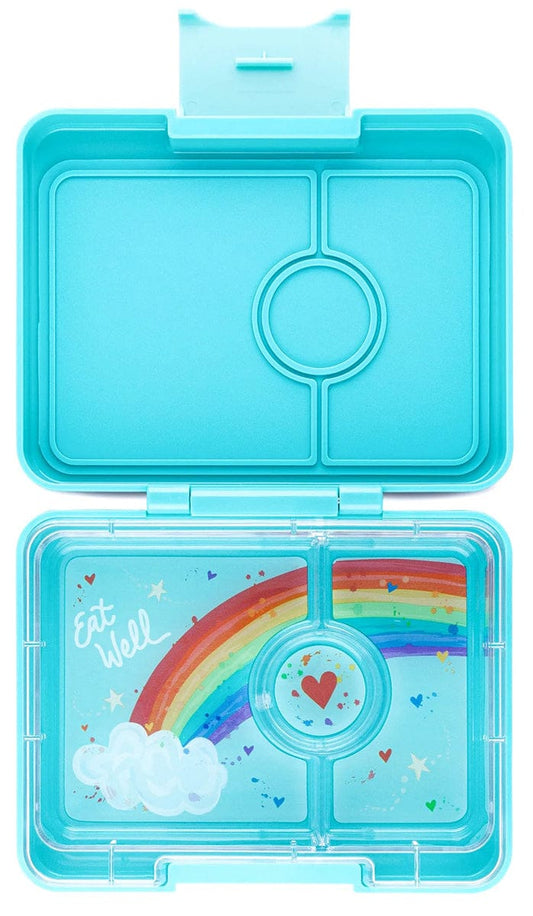 Yumbox Leakproof Bento Snack Box, 3 Compartment - Misty Aqua / Rainbow - MASN202210R