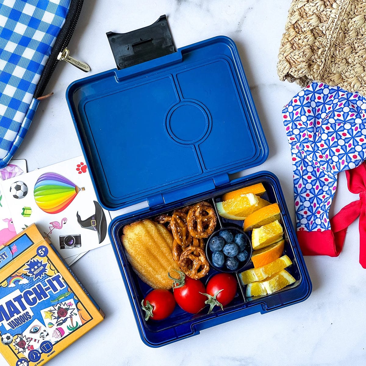 Yumbox Leakproof Bento Snack Box, 3 Compartment - Monte Carlo Blue / Navy - MBSN202303N