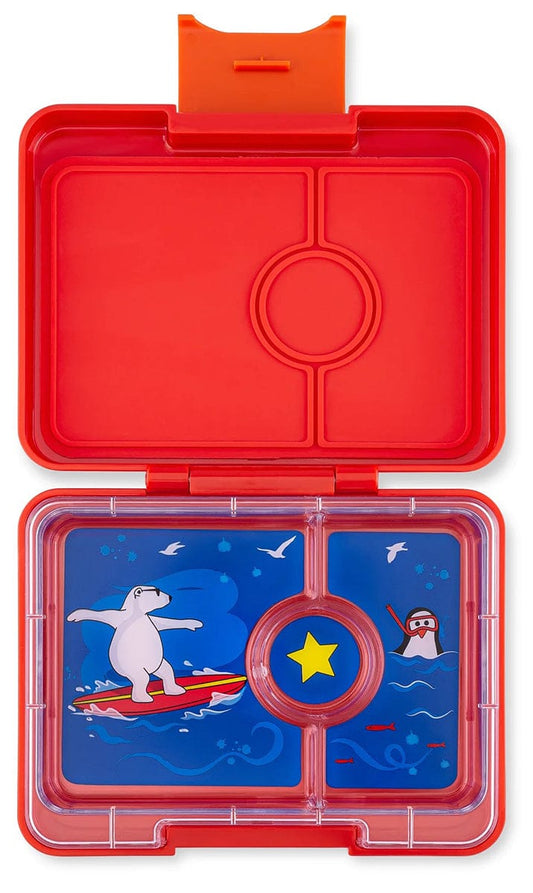 Yumbox Leakproof Bento Snack Box, 3 Compartment - Roar Red / Polar Bear - RRSN202303B