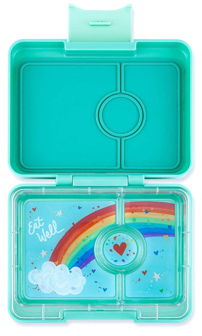 Yumbox Leakproof Bento Snack Box, 3 Compartment - Tropical Aqua / Rainbow - TASN202303R