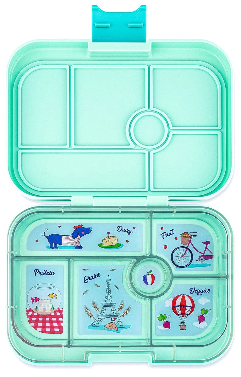 Yumbox Original Leakproof Bento Lunchbox, 6 Compartment - Serene Aqua / Paris Tray - SAI202303P