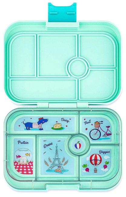 Yumbox Original Leakproof Bento Lunchbox, 6 Compartment - Serene Aqua / Paris Tray - SAI202303P