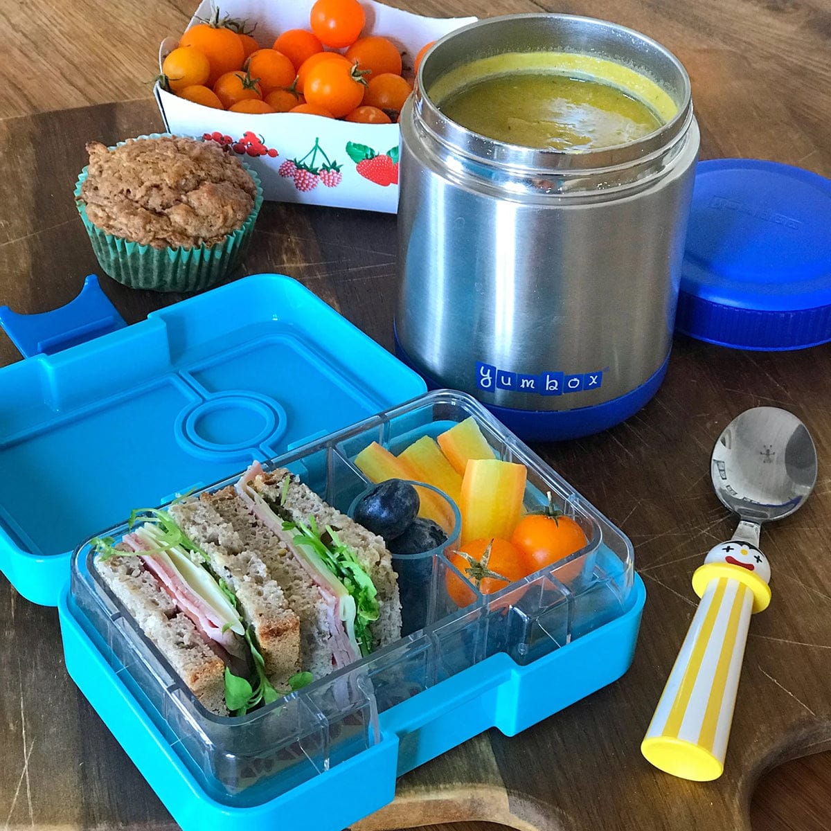Yumbox Zuppa Stainless Steel Thermal Food Jar & Spoon, 14oz - Neptune Blue - NBZ201903S