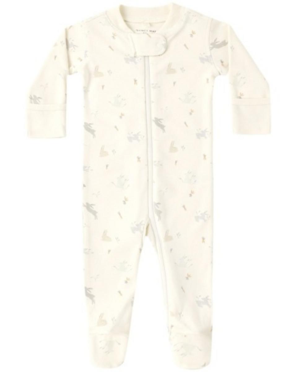 Quincy Mae Zip Long Sleeve Sleeper Footie Bunnies - Natural, 6-12M