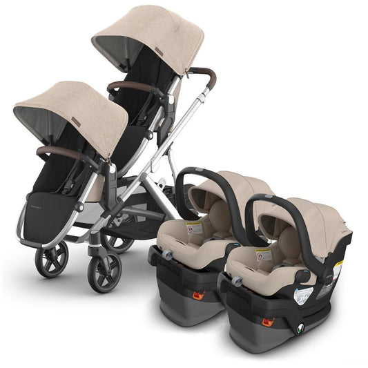 UPPAbaby Vista V3 Twin Stroller with RumbleSeat V3 + Mesa V3 Travel System Bundle - Declan / Declan - TWIN-V3-TRVL-MESA-V3-0303-VSO-NA-DCL