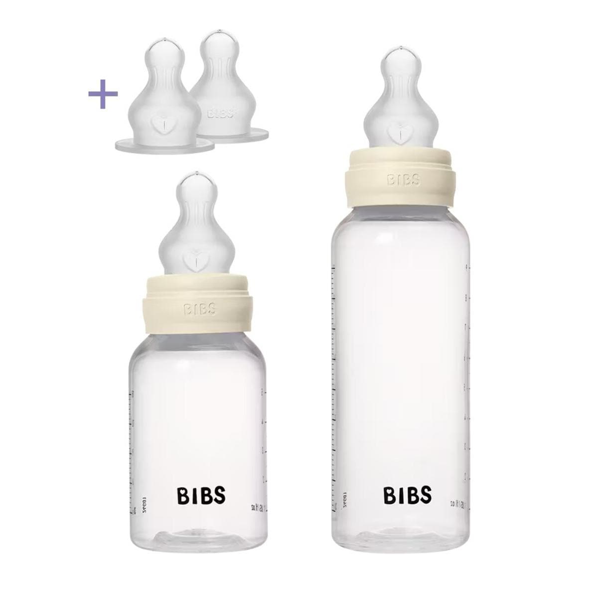 BIBS Baby BPA-Free PP Bottle Grow and Flow Set 5oz/9oz Silicone - Ivory - 50181216