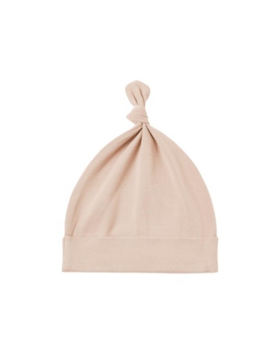 Light pink baby knot hat with folded brim