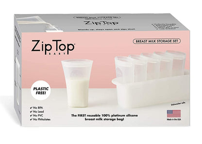Zip Top Breast Milk Storage Bag 6 Set + Freezer Tray - Frost - ZB-BMSB6-0