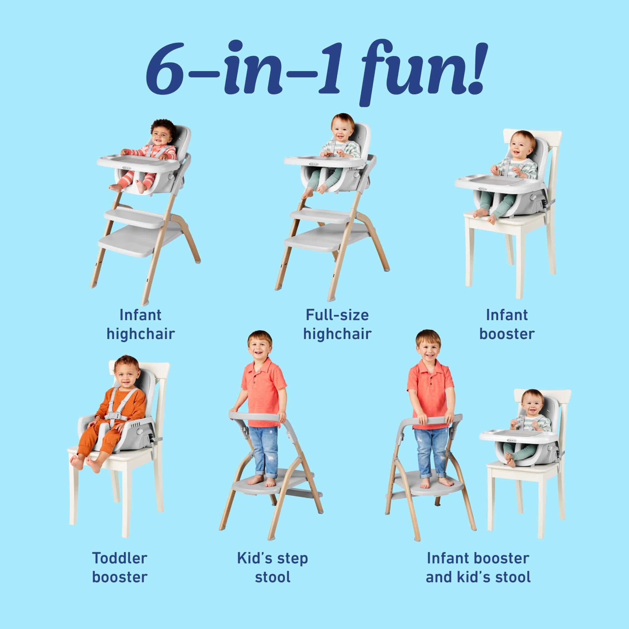 Graco EveryStep™ Slim 6-in-1 High Chair - Misty – Albee Baby