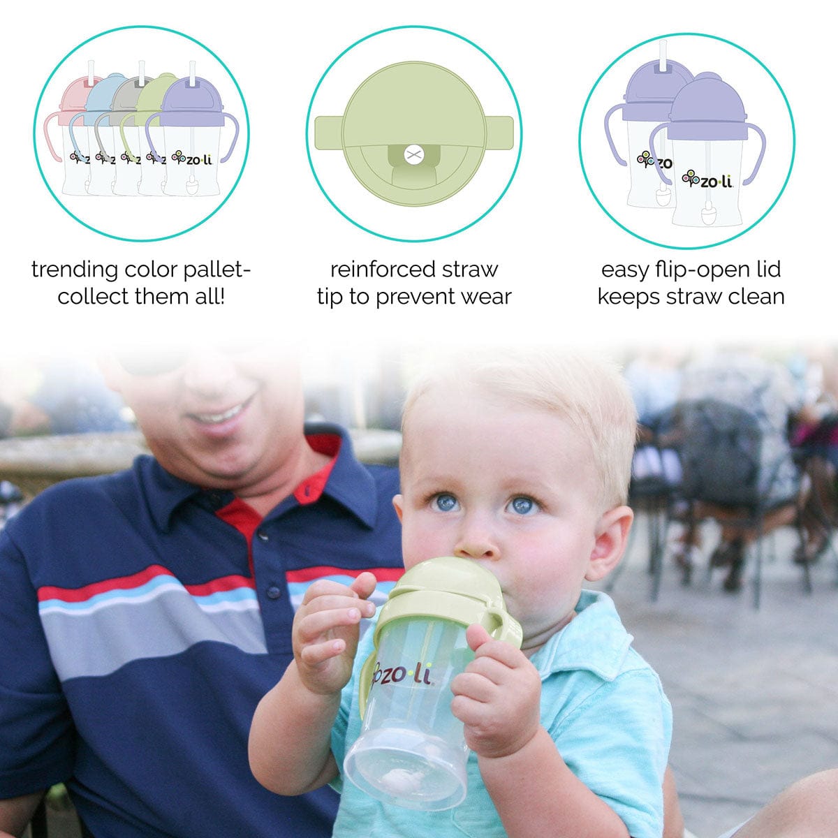 Zoli Bot Weighted Straw Sippy Cup, 6oz - Lilac - BF19BOTLL1