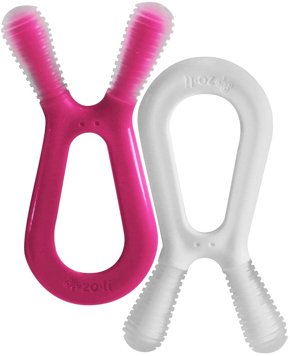 Zoli Bunny Teether 2 Pack - Pink/White - BC17BPKWH2