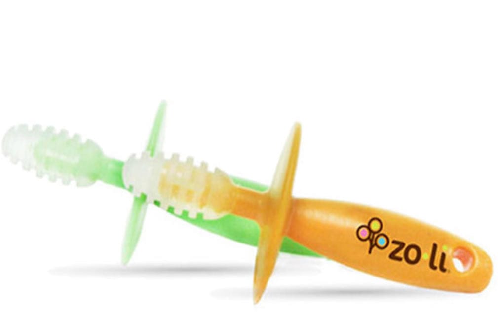 Zoli Chubby Gummy Gum Massaging Teethers, Green/Orange