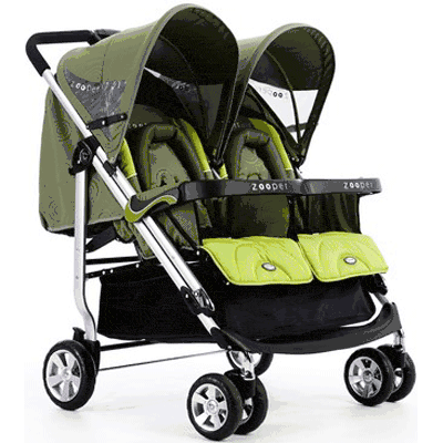 Zooper SL808G Everyday Tango Double Stroller in Olive Waves