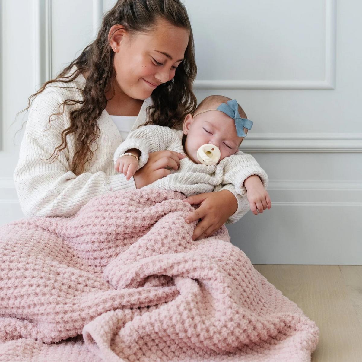 Saranoni Knit Waffle Receiving Blanket - Rosette