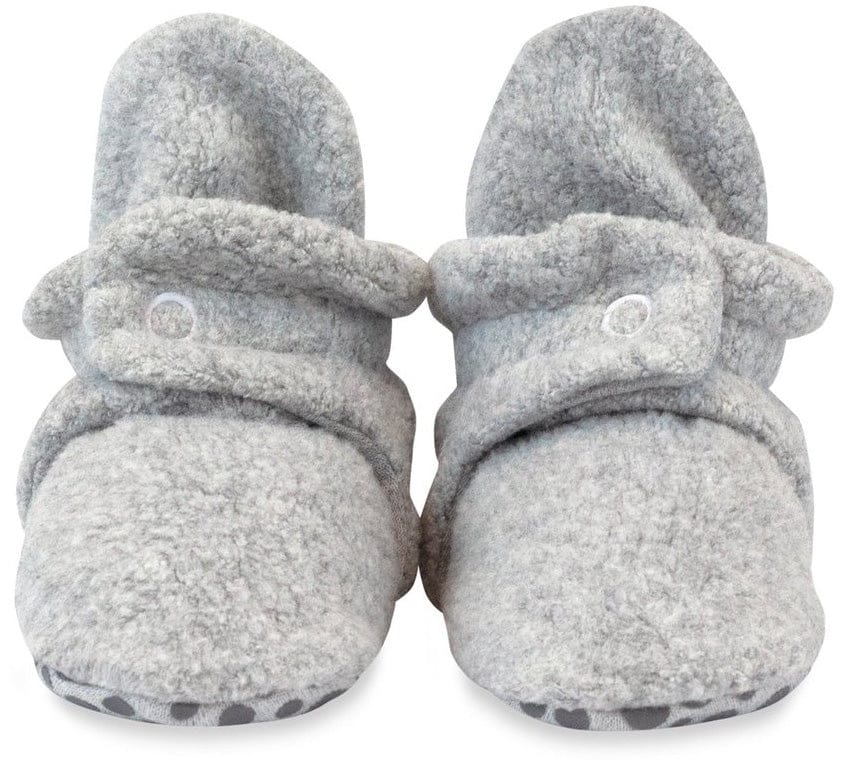 Zutano Cozie Fleece Gripper Baby Bootie - Heather Gray, 12m - PFLG00-GRHE-N4