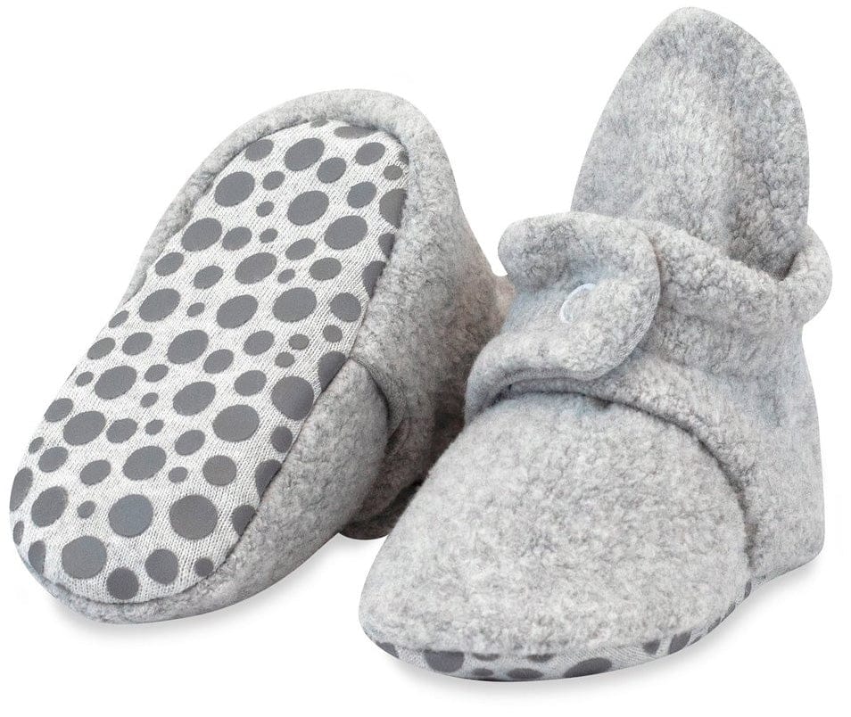 Zutano Cozie Fleece Gripper Baby Bootie - Heather Gray, 12m - PFLG00-GRHE-N4