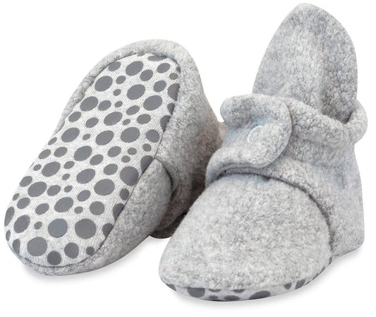 Zutano Cozie Fleece Gripper Baby Bootie - Heather Gray, 18m - PFLG00-GRHE-N5