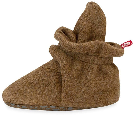 Zutano Cozie Fleece Gripper Baby Bootie - Heather Mocha, 12m - PFLG00-MOHE-12M