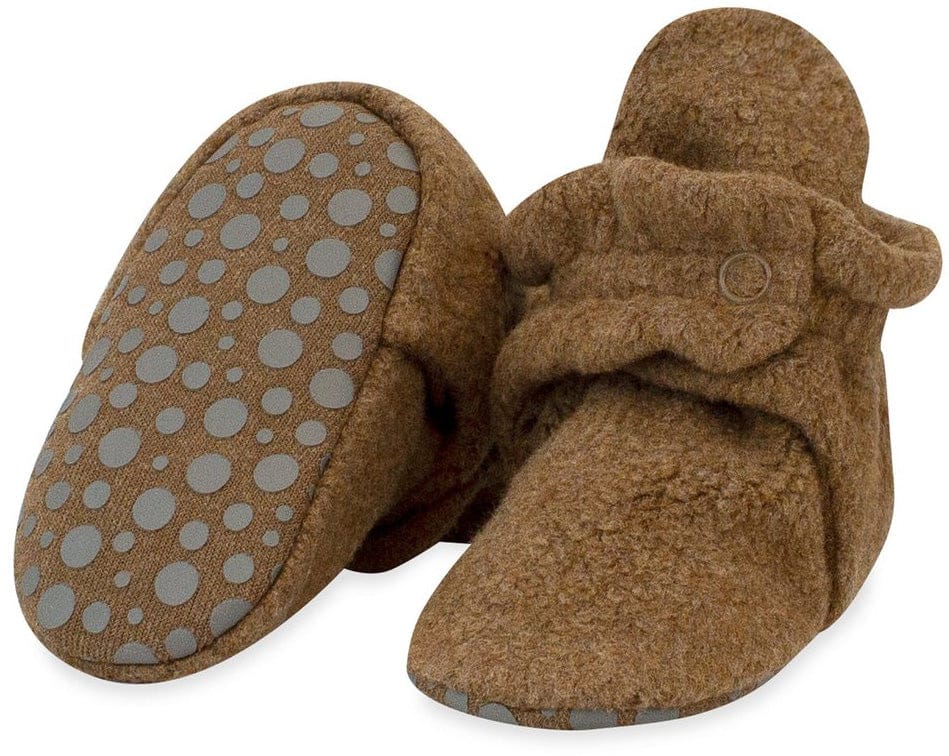 Zutano Cozie Fleece Gripper Baby Bootie - Heather Mocha, 12m - PFLG00-MOHE-12M