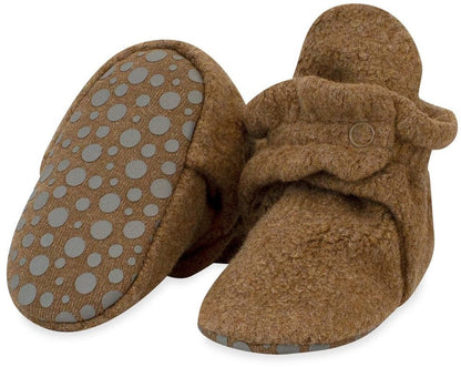 Zutano Cozie Fleece Gripper Baby Bootie - Heather Mocha, 12m - PFLG00-MOHE-12M