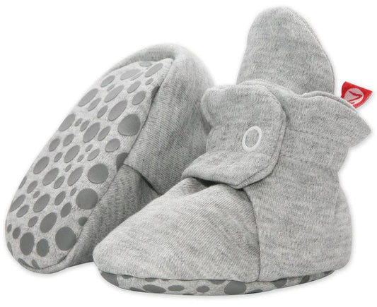 Zutano Organic Cotton Gripper Baby Bootie - Heather Gray, 12m - PG03-GRHE-N4