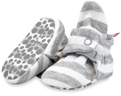 Zutano Organic Cotton Gripper Baby Bootie - Heather Stripe, 12m - P-GWST-12M