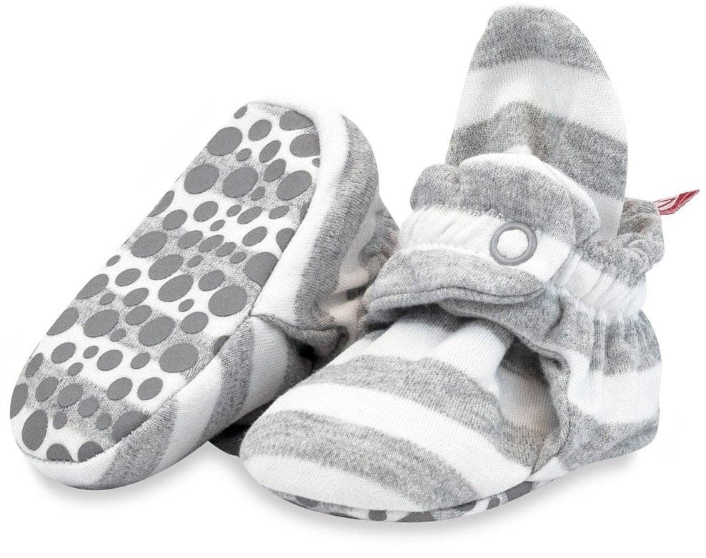Zutano Organic Cotton Gripper Baby Bootie - Heather Stripe, 3m - P-GWST-3M