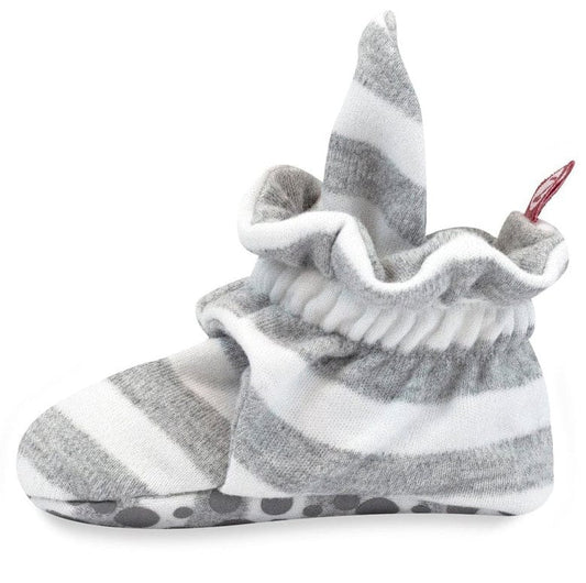 Zutano Organic Cotton Gripper Baby Bootie - Heather Stripe, 6m - P-GWST-6M